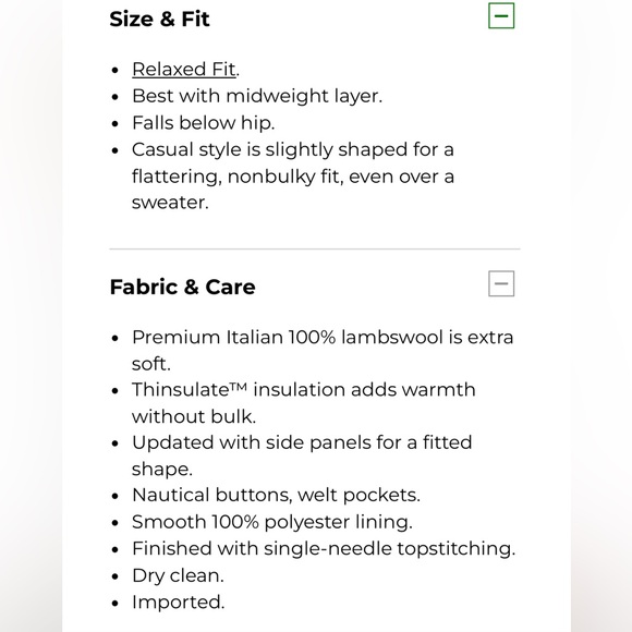 L.L.Bean Classic Lambswool Pea Coat - Picture 11 of 11